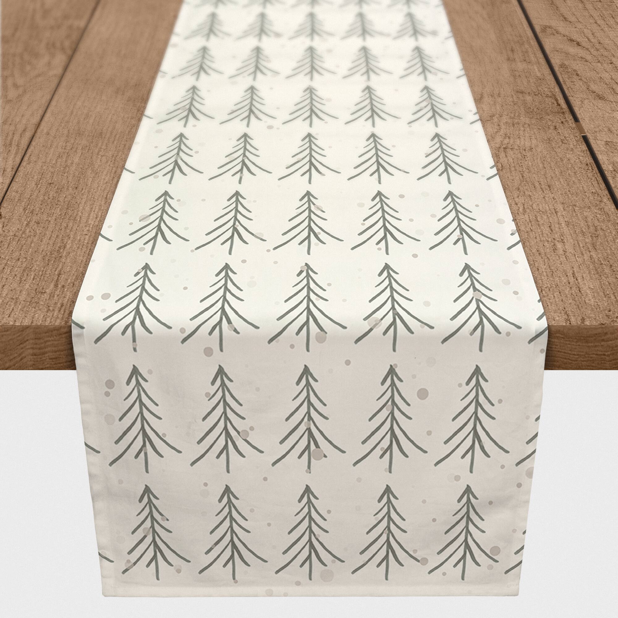 Tree Winter Snow 16x72 Poly Twill Table Runner